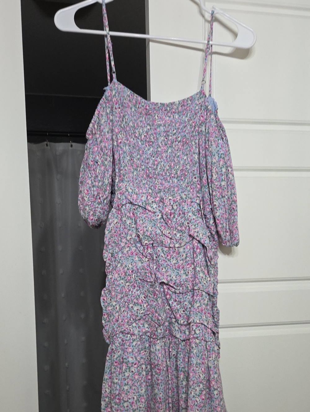 ASTR Floral Pink & Lavender Ruffle Mini Dress